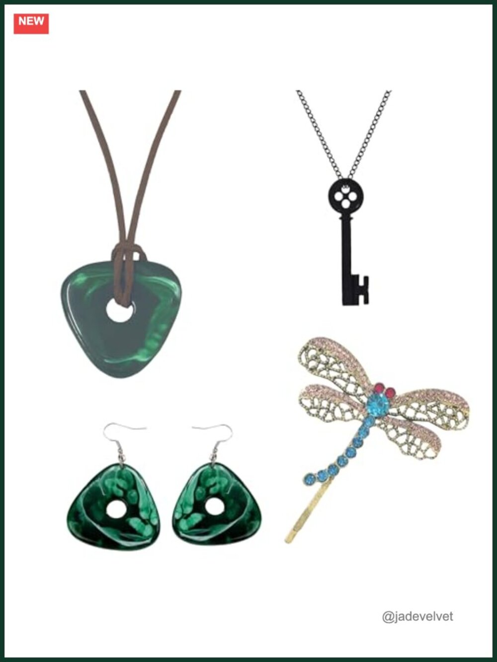 4Pc Halloween Cosplay Jewelry Set Necklaces Earrings Hair Clip Resin Alloy